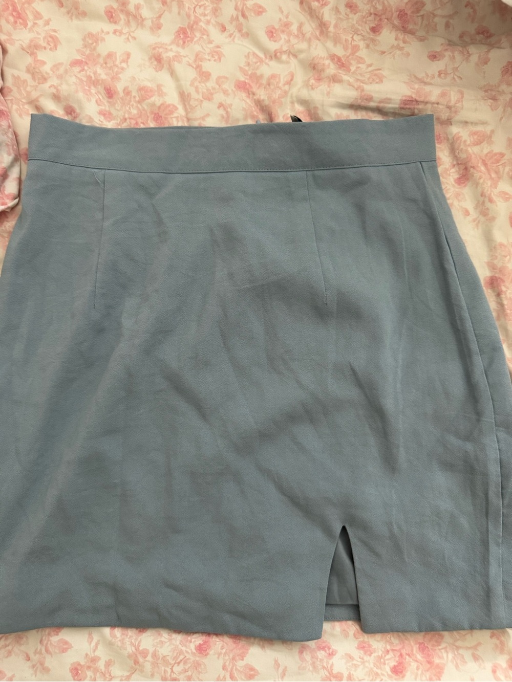 Princess Polly Light Blue Pencil Skirt with Front Slit